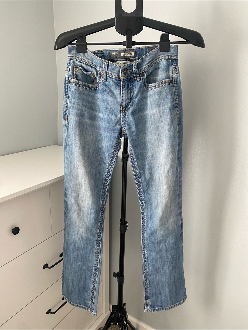 BKE mens Light Blue Boot Cut Jeans
